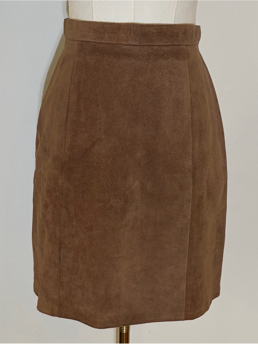 Vintage Phoenix Suede Leather Pencil Skirt Brown Camel Made in USA Size XS/S